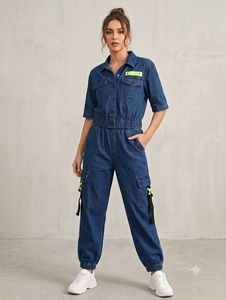 Stylish Denim cargo jumpsuit