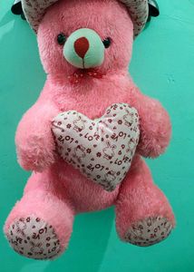 Cute Pink Teddy Bear with Heart