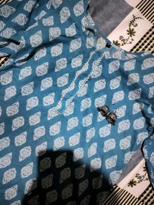 Teal Ethnic Print Kurta