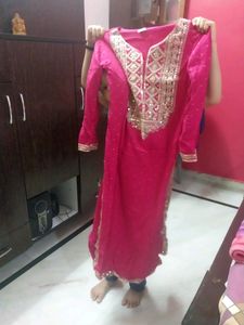Vibrant Pink Embroidered Kurti Set