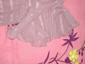 Mauve Georgette Striped Ruffle Sleeve Top