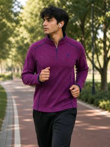 💜 Purple Quarter-Zip Sports Sweater!