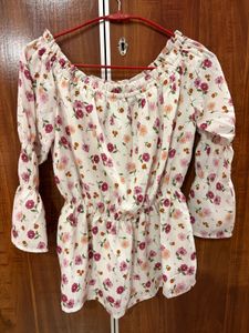 Off-Shoulder Floral Print Top