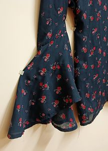 Floral Black Top With Neck Design Oversized