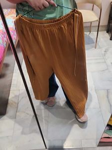 Pleated Palazzo Pants - Mustard