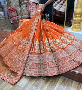 Orange Embroidered Lehenga Choli