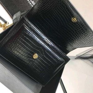 Saint Laurent Black Croc Embossed Bag