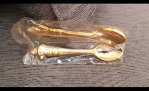 New Seal Pack 6 Pieces Gold Plated Spoons