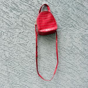 Red Croc Embossed Crossbody Bag