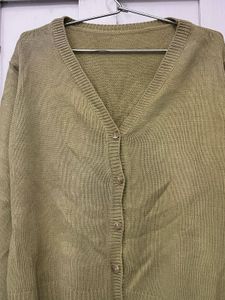 Olive Green Button-Up Cardigan