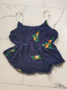 Embroidered Navy Blue Ethnic top