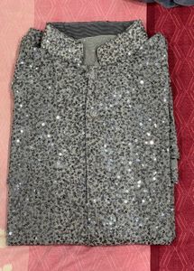 Sparkling Sequin Asymmetrical Kurta for Men