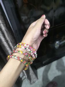 Colorful Beaded Bangles Set