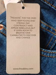 Freakins blue washed vintage baggy jeans distress