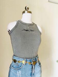 Grey Ribbed "Badie Babe" Tank Top