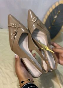 Elegant Taupe Slingback Heels