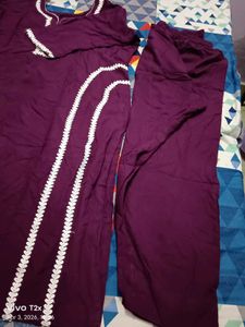 purple kurta set with lace work