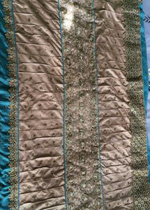Teal Saree with Gold Border,bridal heavy sare