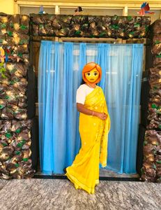 Elegant Yellow pure georgette chikankari Saree