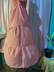 Red Gingham Halter Neck Dress