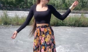 Black Square Neck Crop Top and Flower print skirt