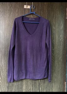 V-Neck Purple Knit Sweater