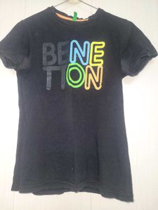 Benetton Black Graphic T-Shirt