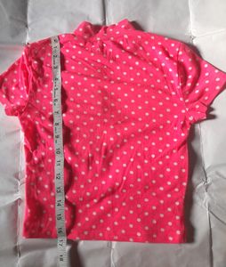 Neon Pink Polka Dot Crop Top Women's Barbie Tee 👚