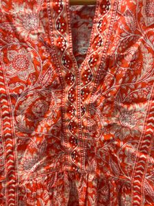 Orange Printed Kurta