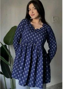 Beautiful Navy blue printed Short kurti
