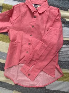 Pink High Low Girls Shirt With High Waist Pant Black