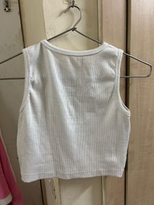 Ribbed White Sleeveless Crop Top