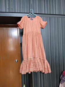 customized Peach Striped Dress length 47