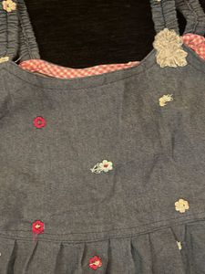 Cute Denim Floral Dress from hopscoch