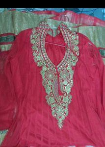 Heavy Beautiful red Anarkali Kurta Set