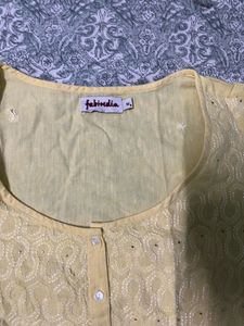 Fabindia Chikankari Kurti in Yellow
