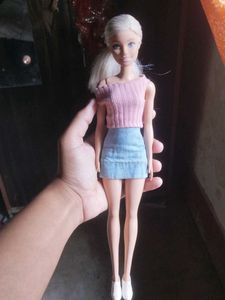 Barbie Doll with Pink Top & Denim Skirt