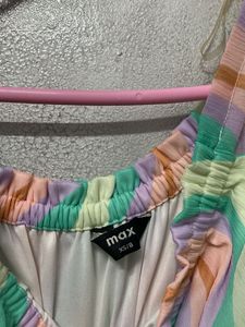 Pastel Wavy Print Off-Shoulder Dress