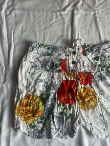 Boho Floral Print Mini Skirt