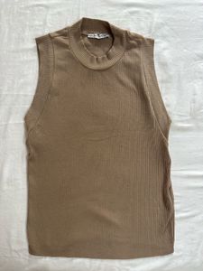 ZARA Sleeveless Mock Neck Ribbed Top