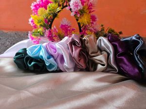 Set of 10 Satin scrunchies