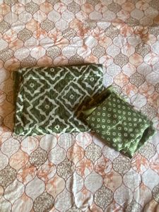 Olive Green Saree with Geometric Print