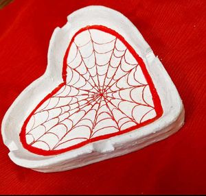 Heart Shaped Ashtray w/ Spiderweb Design