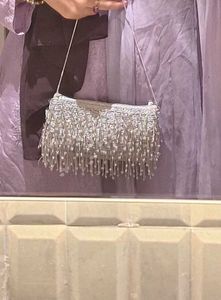 Stunning Beaded Silver Bag partywear