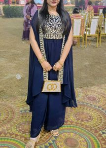 💙🔥 blue shrug with plazzo indo western set
