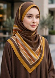 Stylish Striped Brown Hijab Scarf