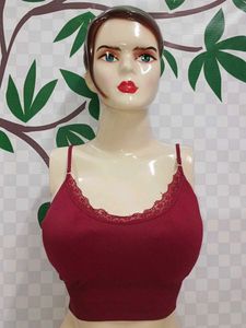 (1200)Burgundy Lace Trim Bralette
