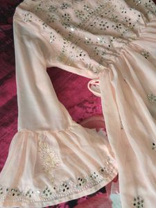 Peach Embellished Sarara suit set