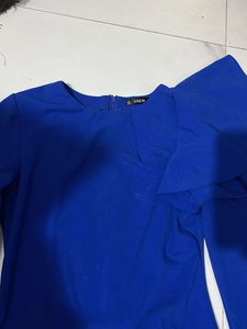 Elegant Royal Blue Ruffle Dress