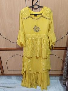 Yellow Tiered Ethnic Gown